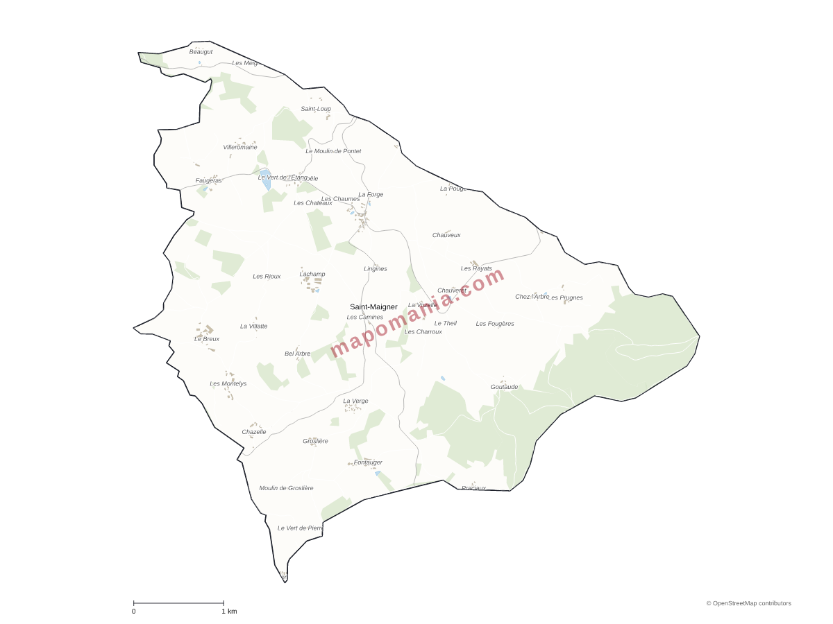 Carte de Saint-Maigner à personnaliser
