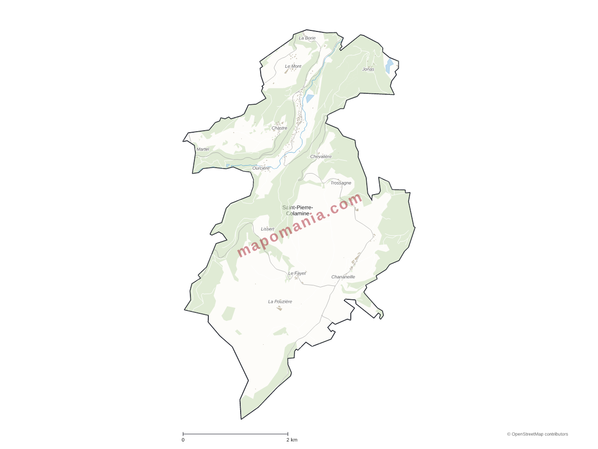 Carte de Saint-Pierre-Colamine à personnaliser