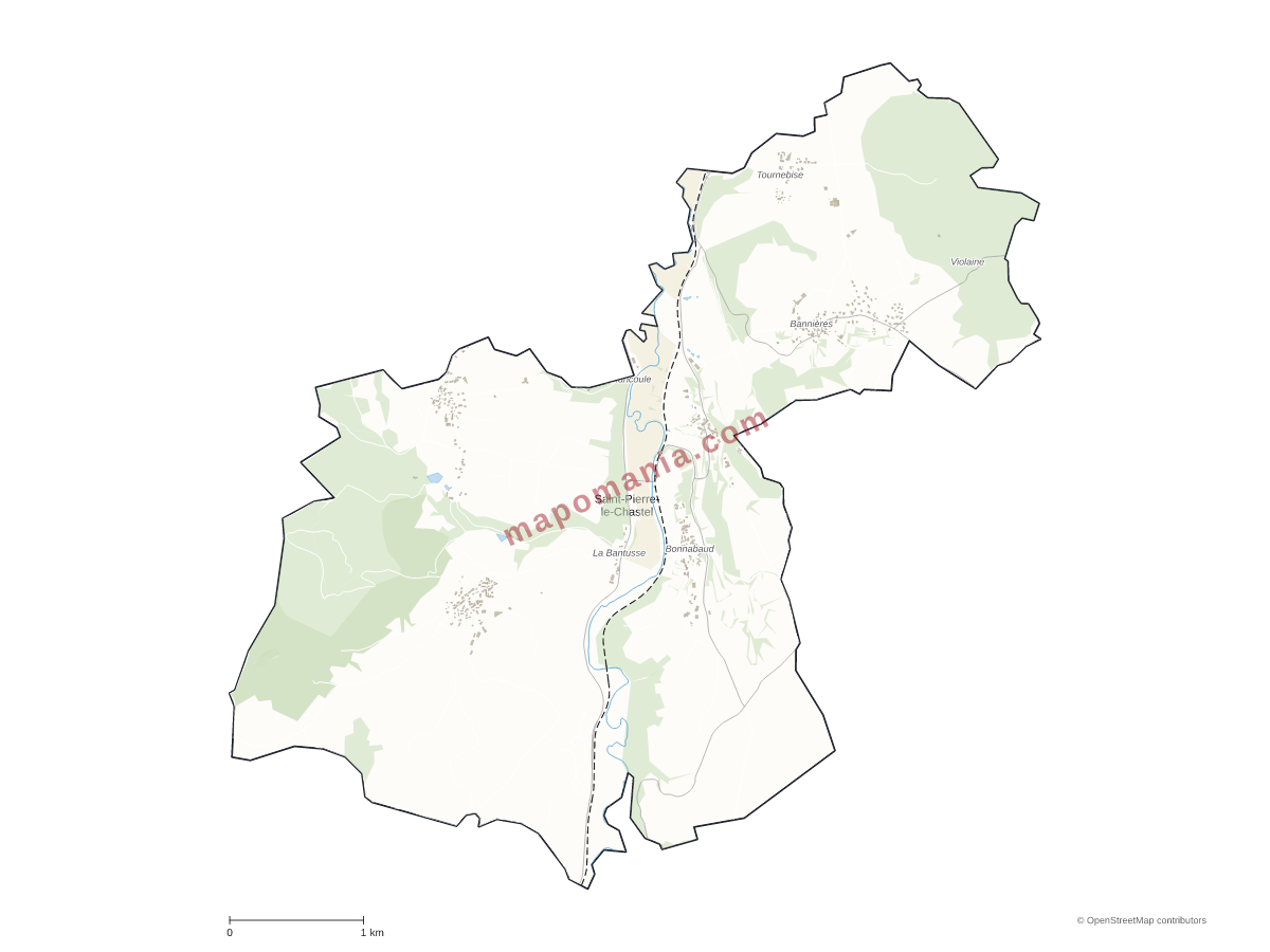 Carte de Saint-Pierre-le-Chastel à personnaliser