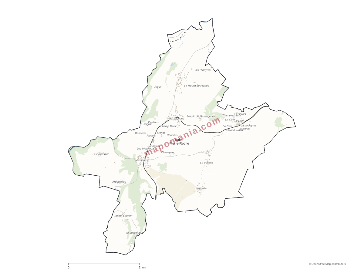 Carte de Saint-Pierre-Roche à personnaliser