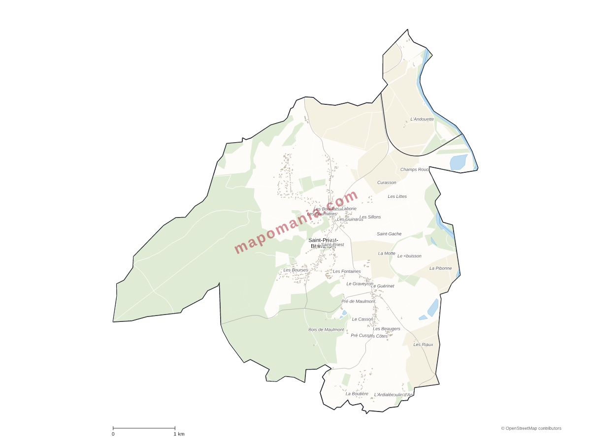 Carte de Saint-Priest-Bramefant à personnaliser