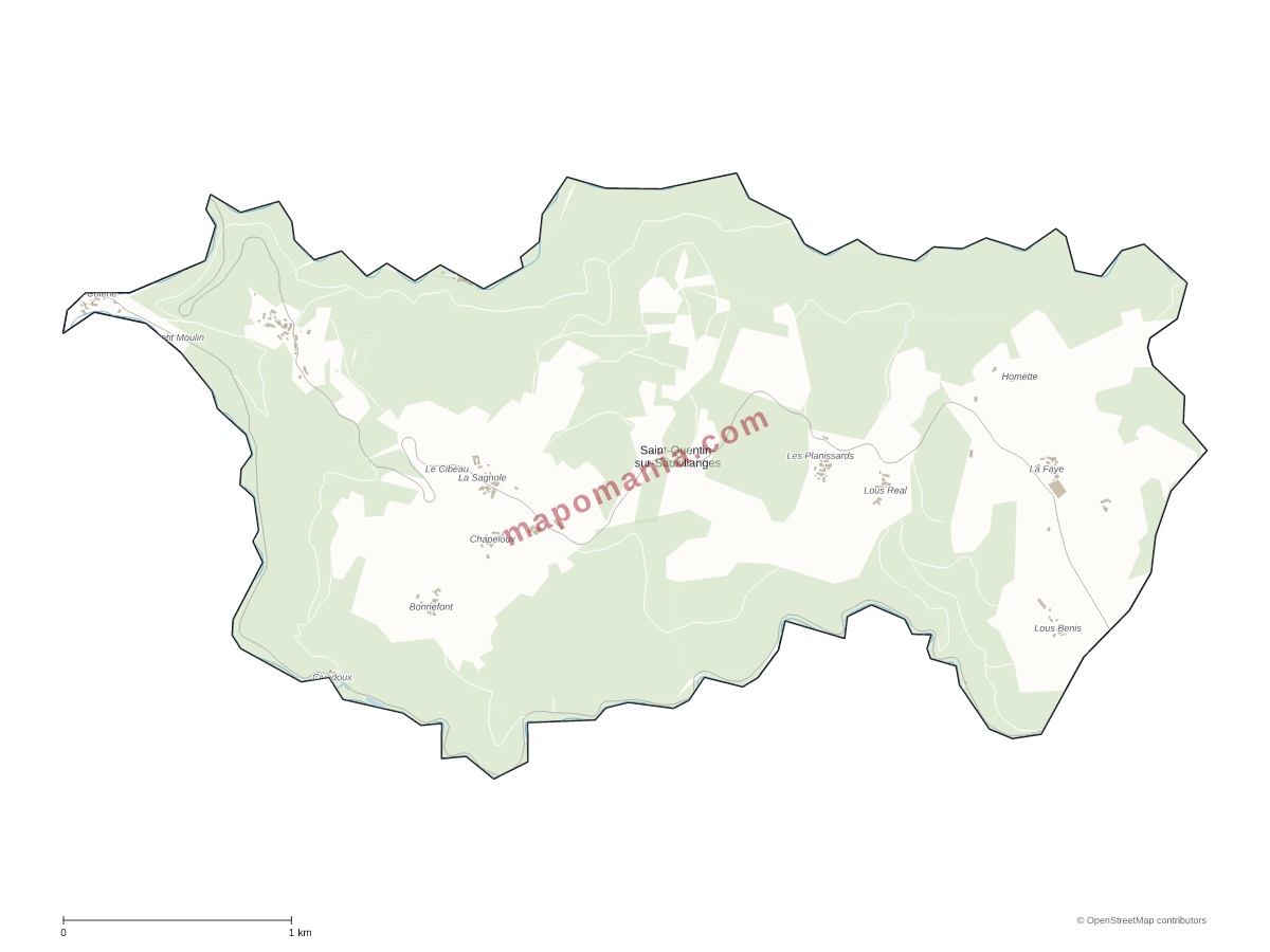 Carte de Saint-Quentin-sur-Sauxillanges à personnaliser