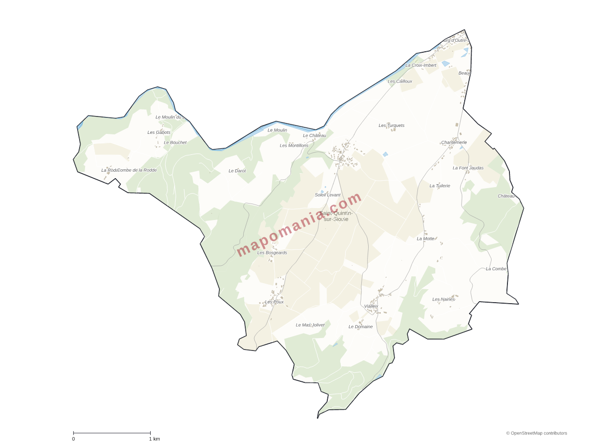 Carte de Saint-Quintin-sur-Sioule à personnaliser