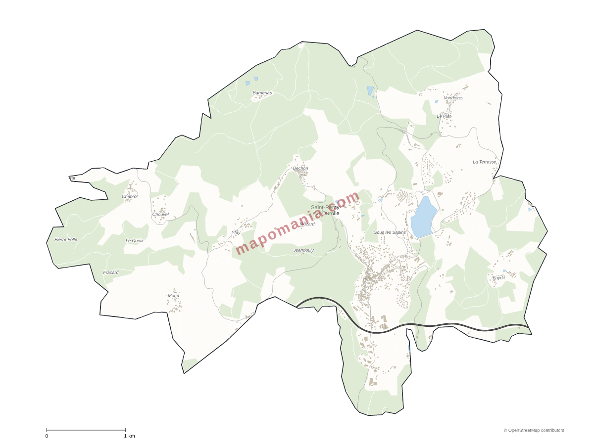 Carte de Saint-Rémy-sur-Durolle à personnaliser