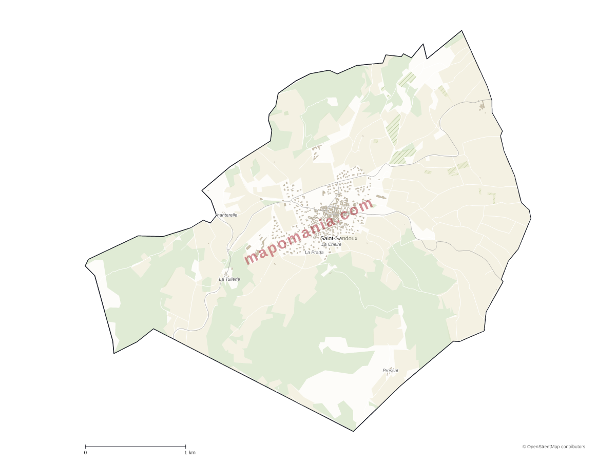 Carte de Saint-Sandoux à personnaliser