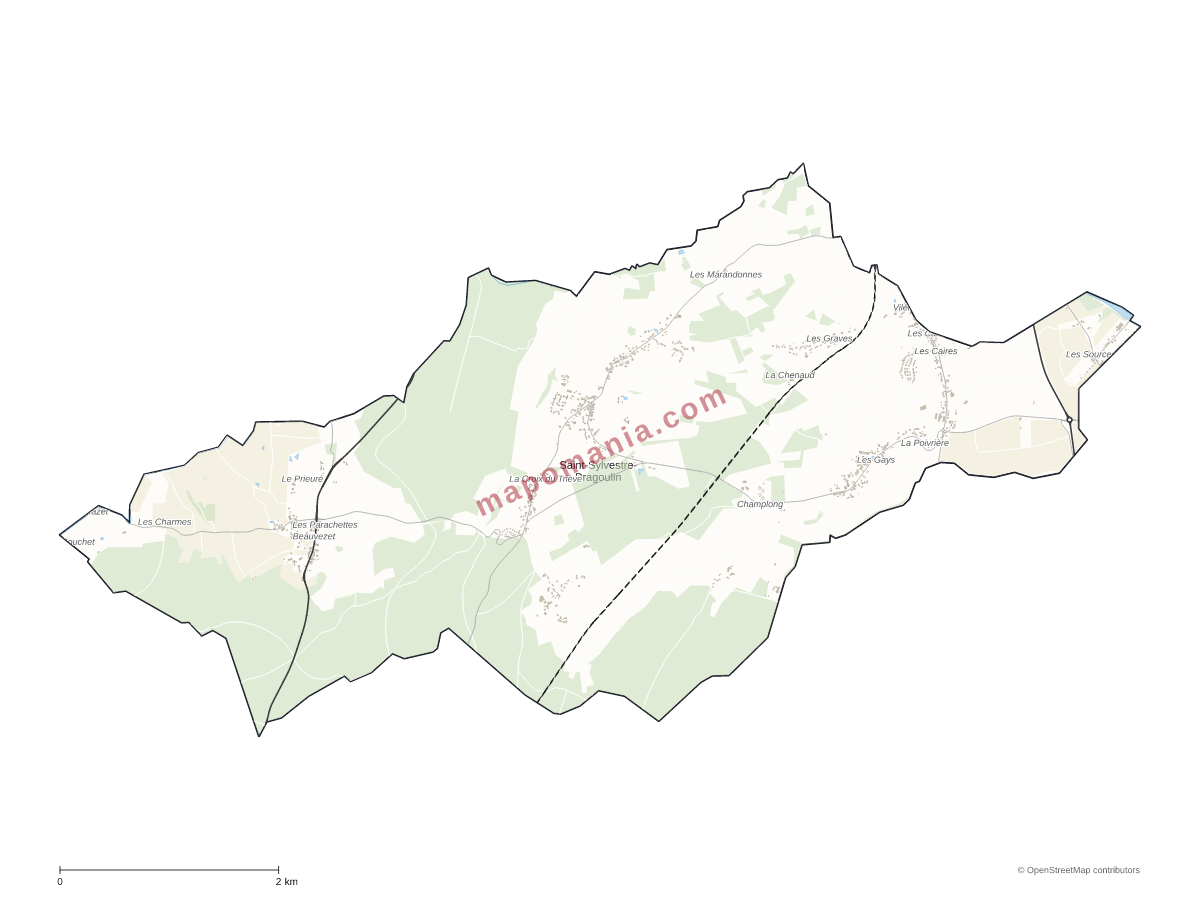 Carte de Saint-Sylvestre-Pragoulin à personnaliser