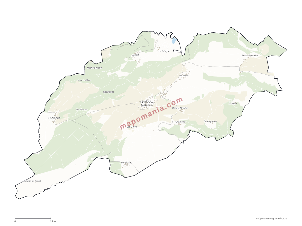 Carte de Saint-Victor-la-Rivière à personnaliser