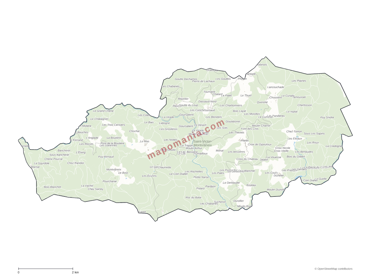 Carte de Saint-Victor-Montvianeix à personnaliser