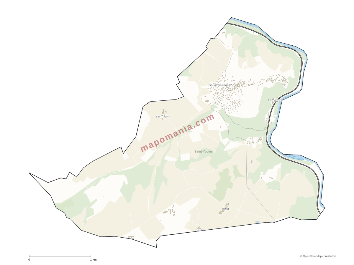 Carte de Saint-Yvoine à personnaliser