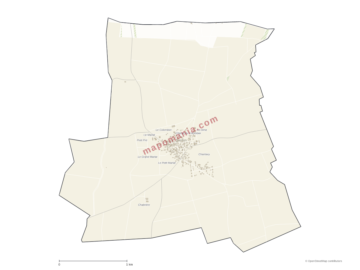 Carte de Sardon à personnaliser