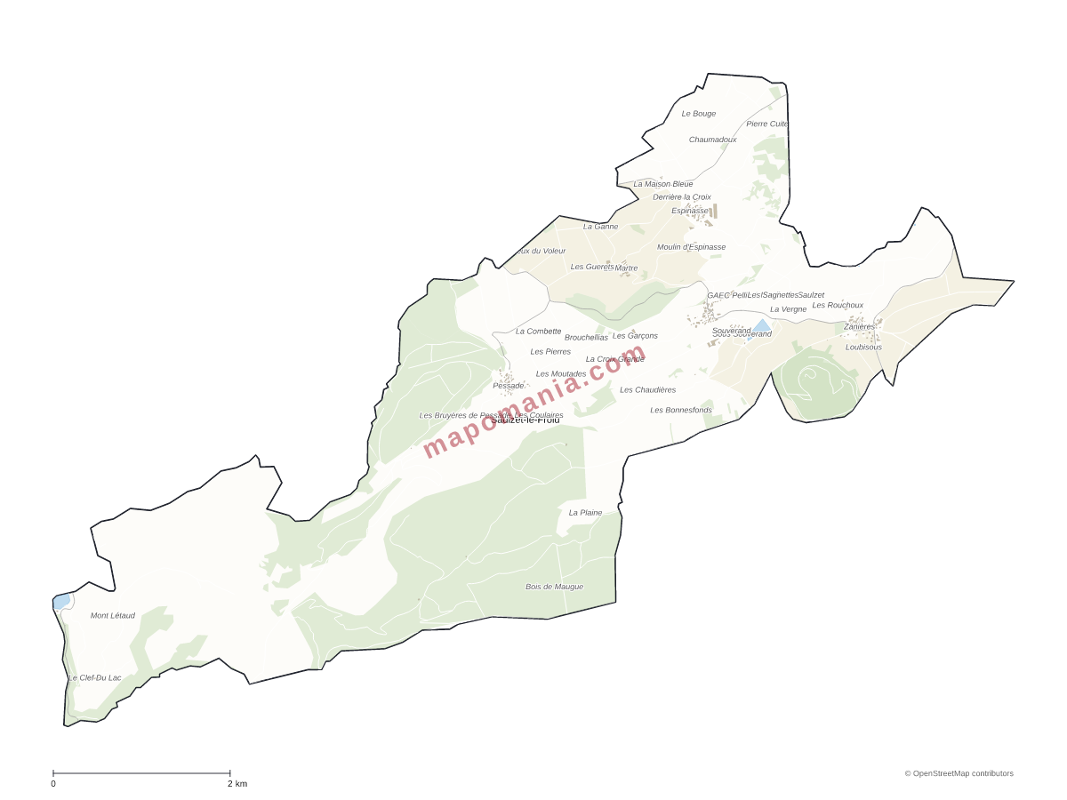 Carte de Saulzet-le-Froid à personnaliser