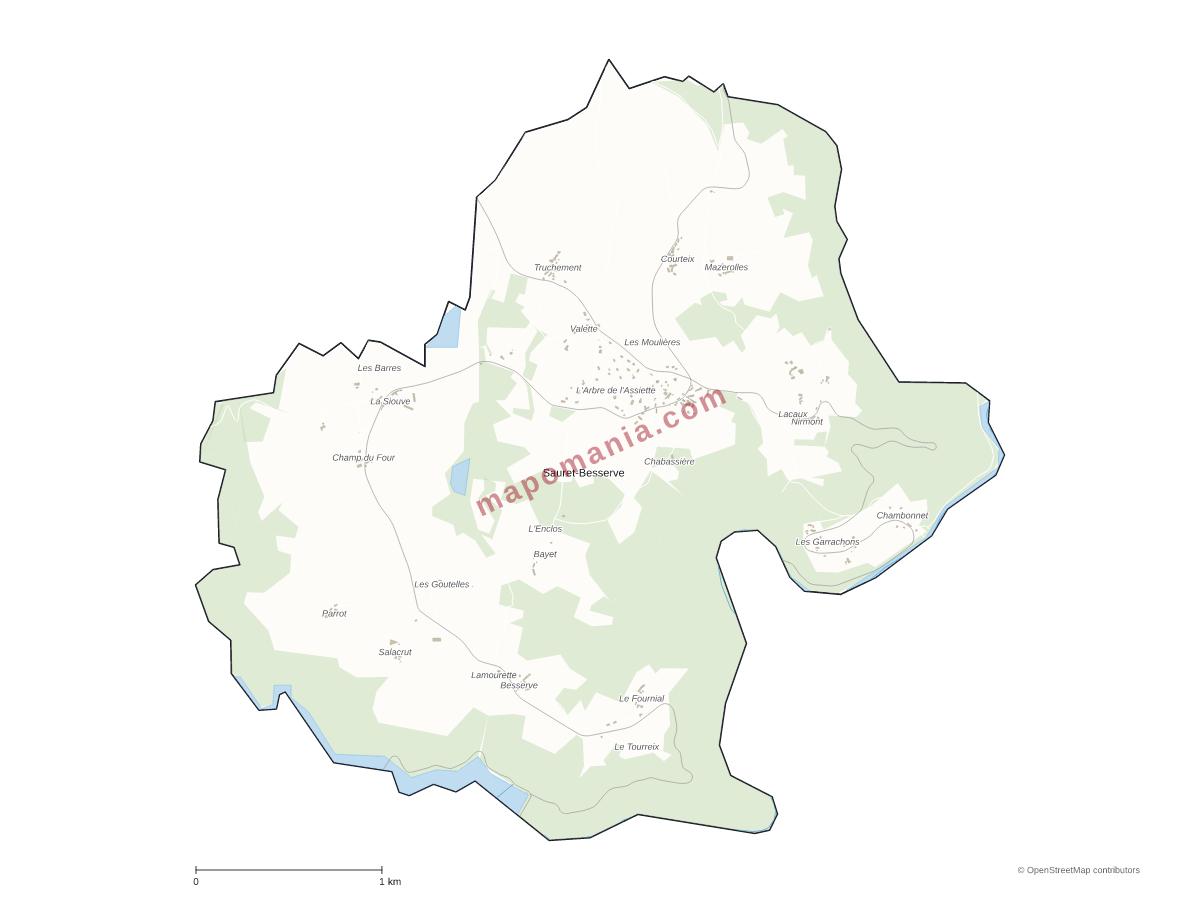 Carte de Sauret-Besserve à personnaliser
