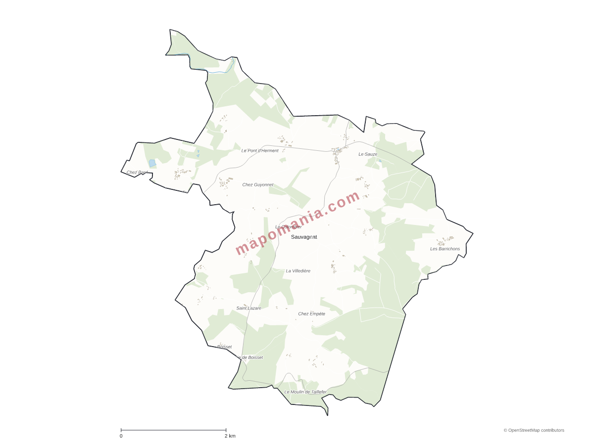 Carte de Sauvagnat à personnaliser