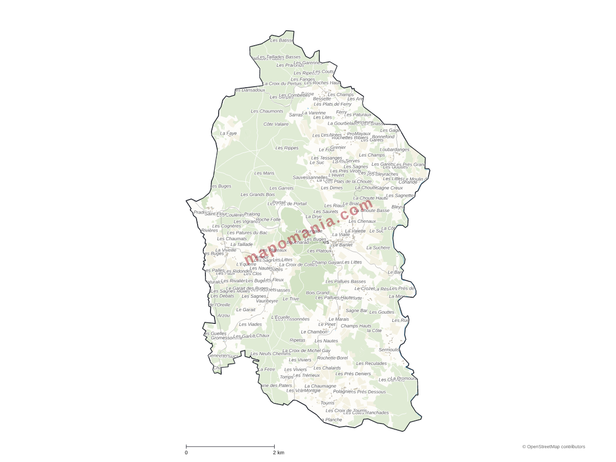 Carte de Sauvessanges à personnaliser