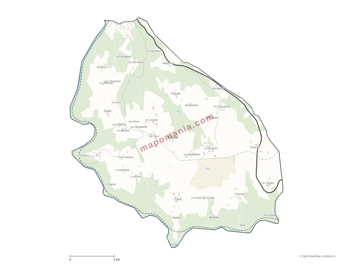 Carte de Sauviat à personnaliser