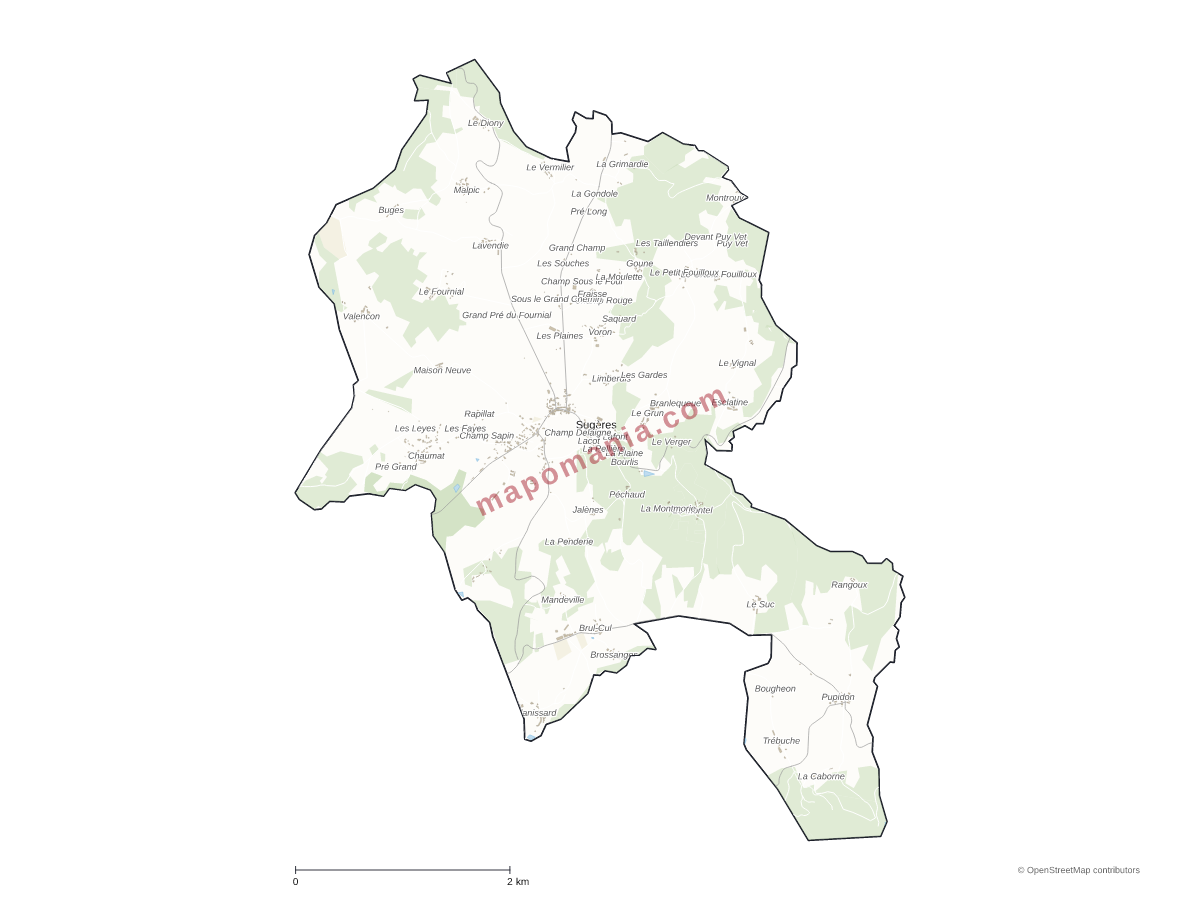 Carte de Sugères à personnaliser