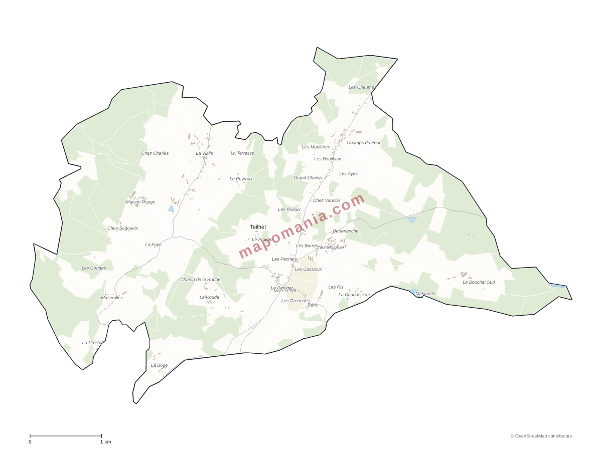 Carte de Teilhet à personnaliser