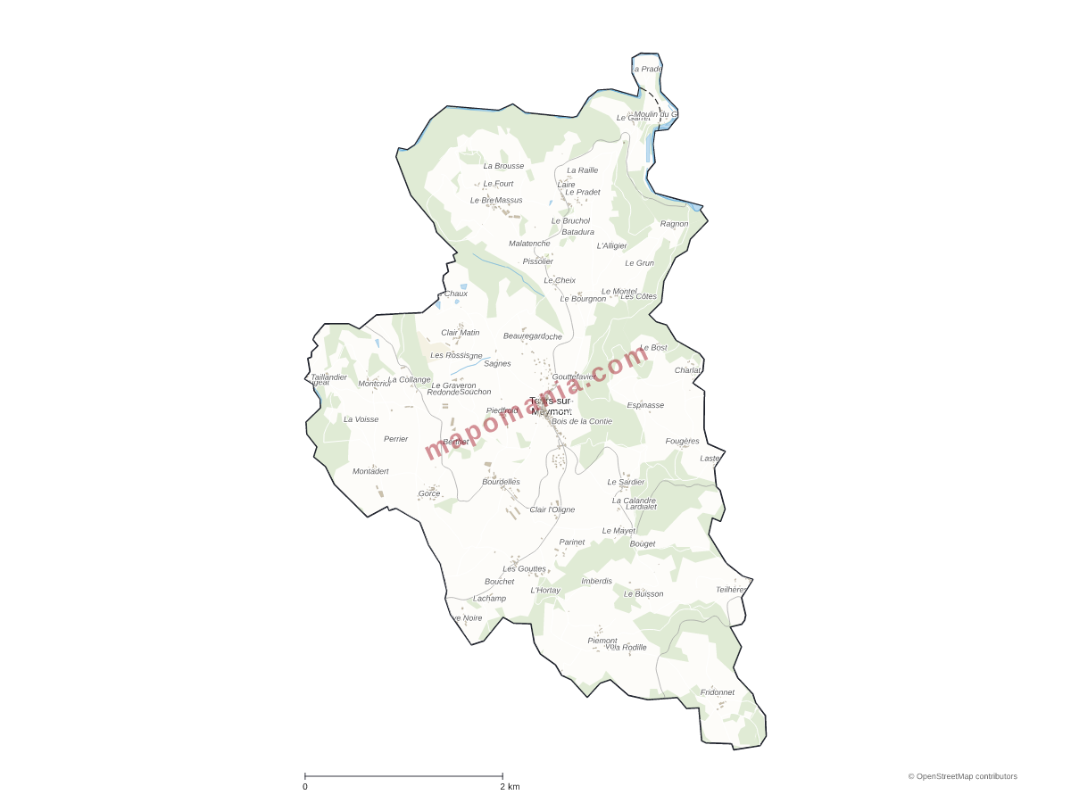 Carte de Tours-sur-Meymont à personnaliser