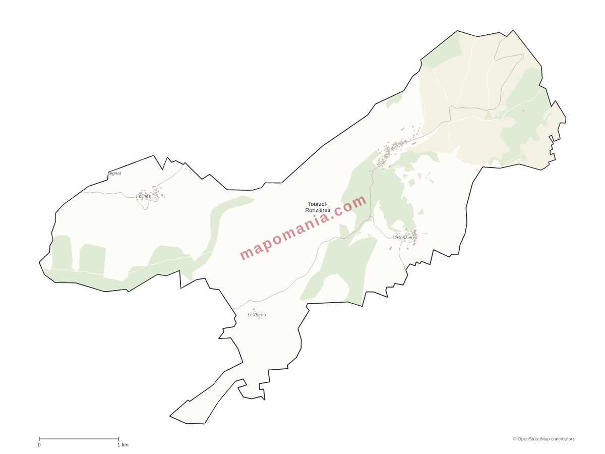 Carte de Tourzel-Ronzières à personnaliser