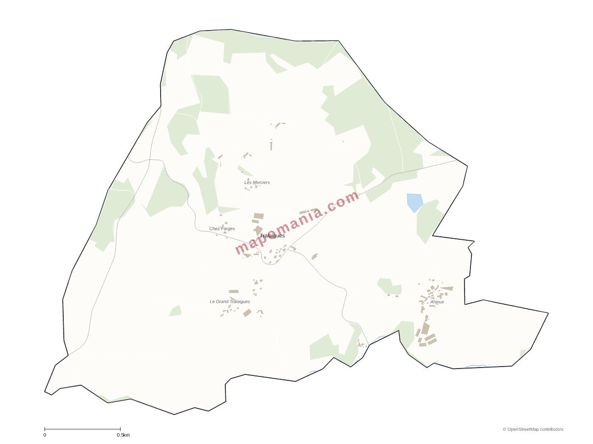 Carte de Tralaigues à personnaliser