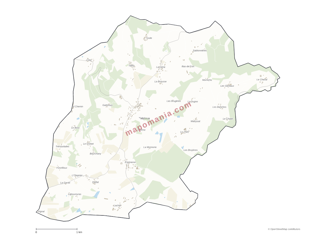 Carte de Trézioux à personnaliser
