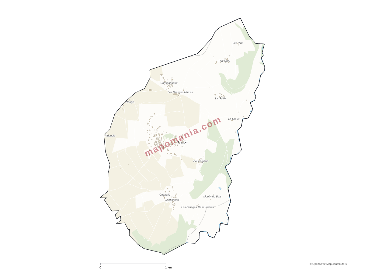 Carte de Usson à personnaliser