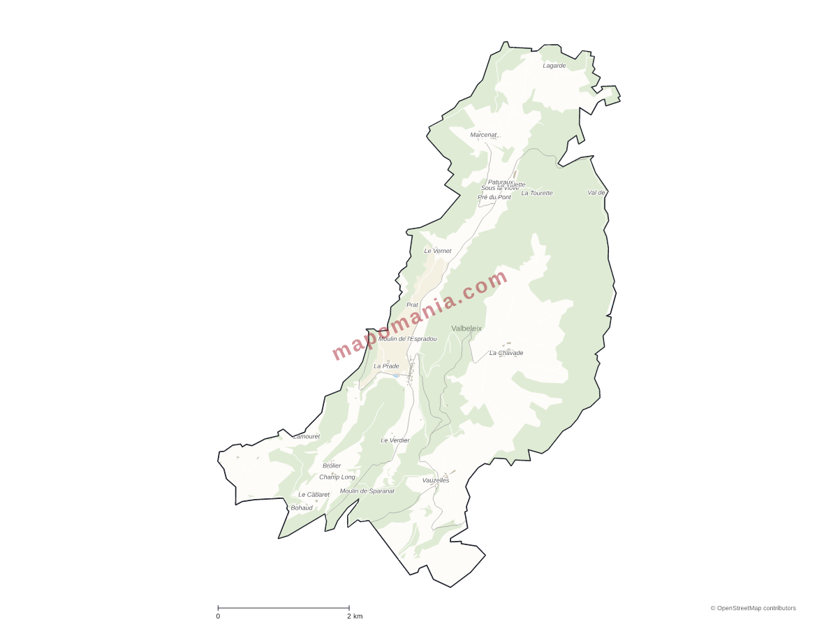 Carte de Valbeleix à personnaliser