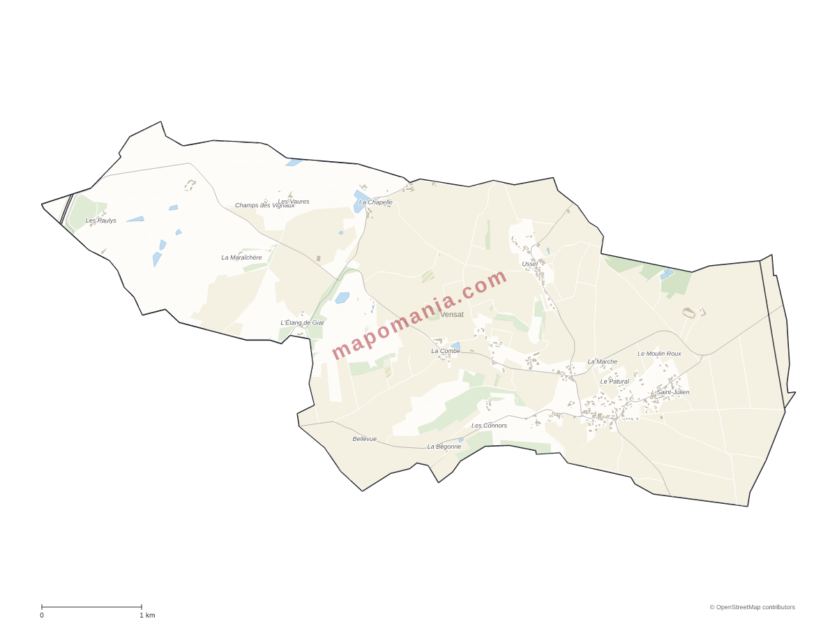 Carte de Vensat à personnaliser