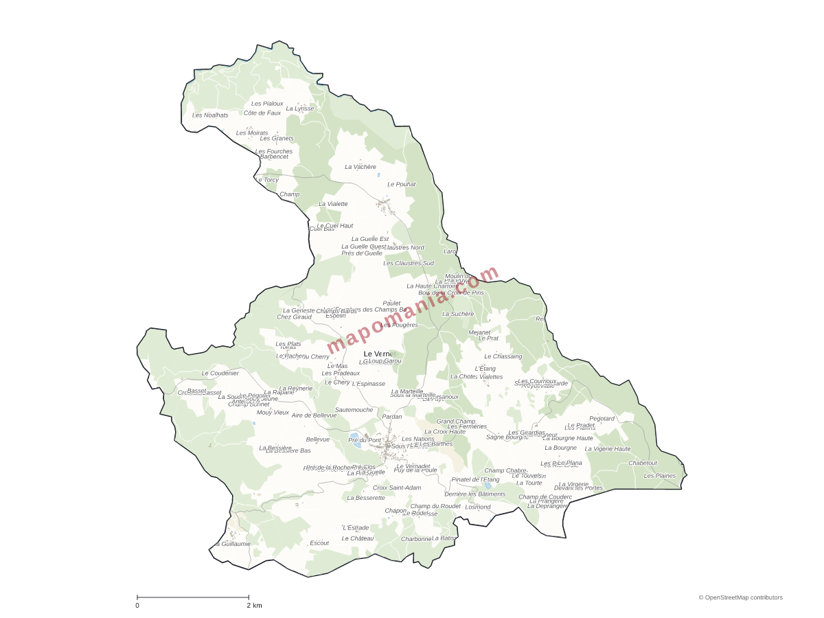 Carte de Le Vernet-Chaméane à personnaliser
