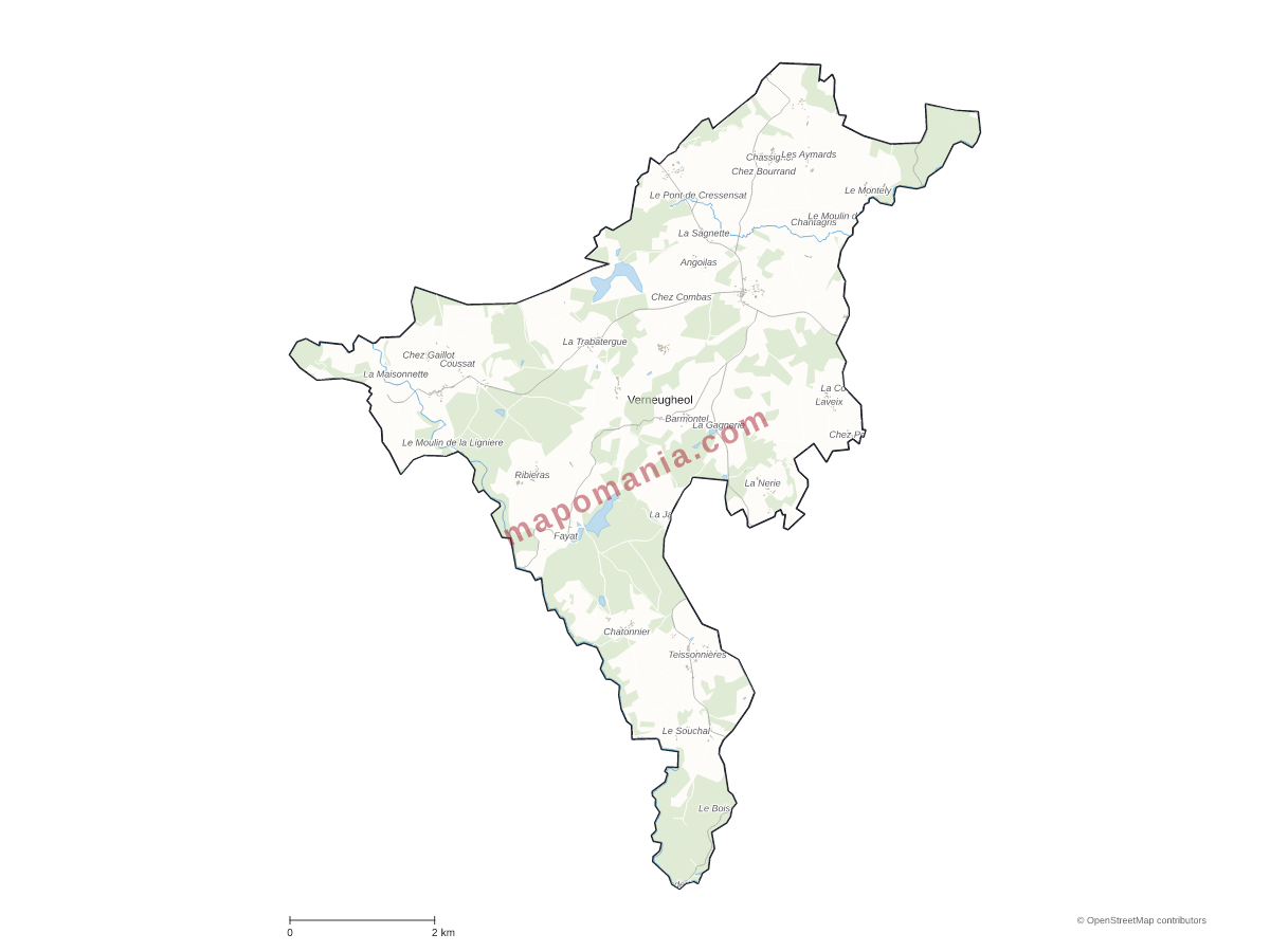 Carte de Verneugheol à personnaliser