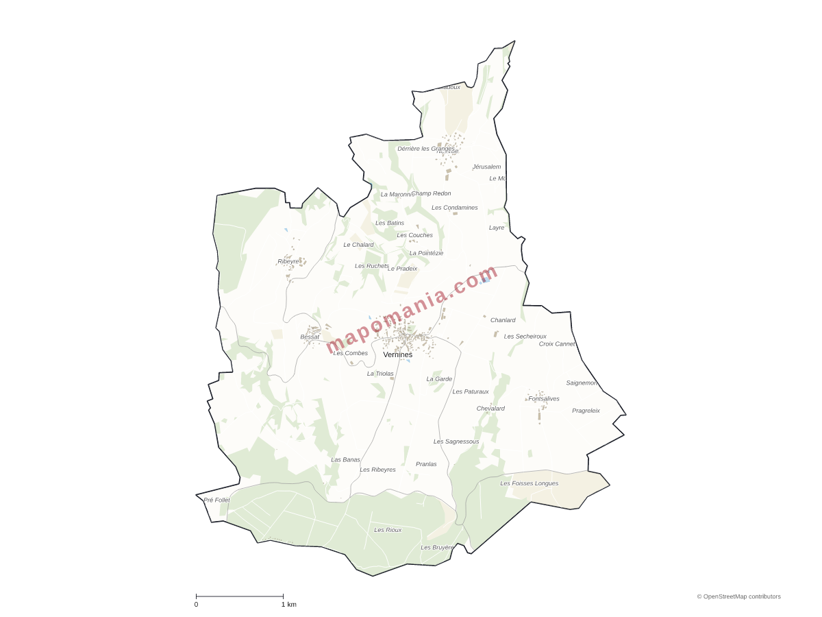 Carte de Vernines à personnaliser