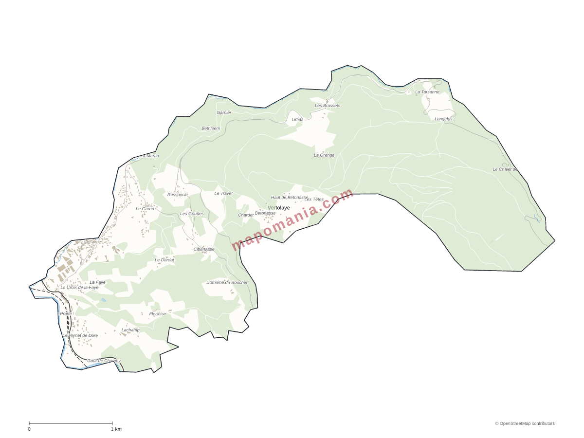 Carte de Vertolaye à personnaliser
