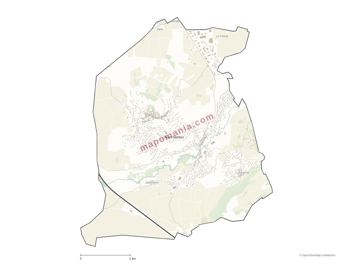 Carte de Veyre-Monton à personnaliser