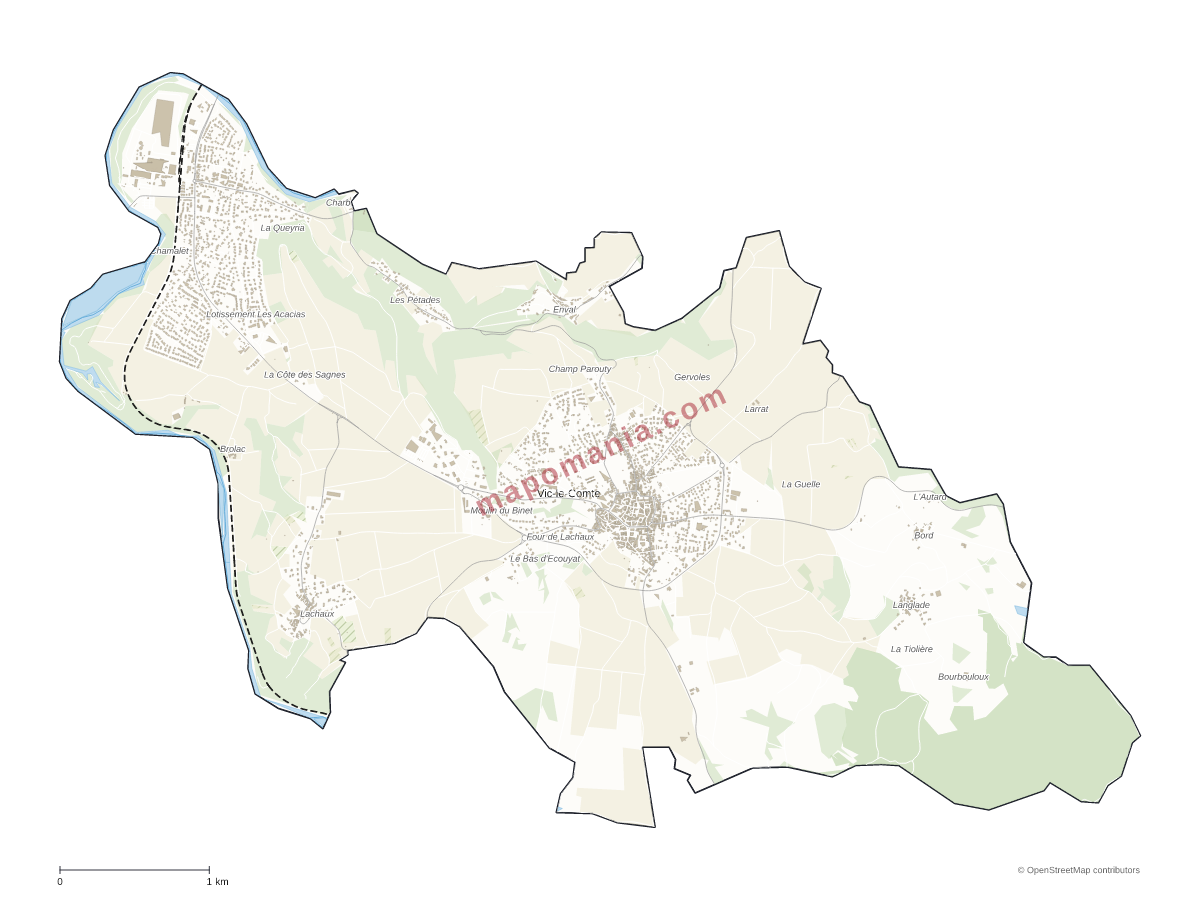 Carte de Vic-le-Comte à personnaliser