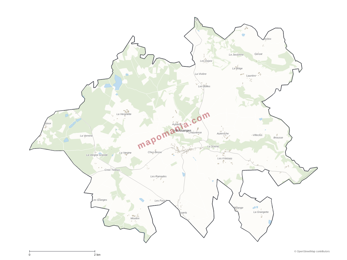 Carte de Villossanges à personnaliser