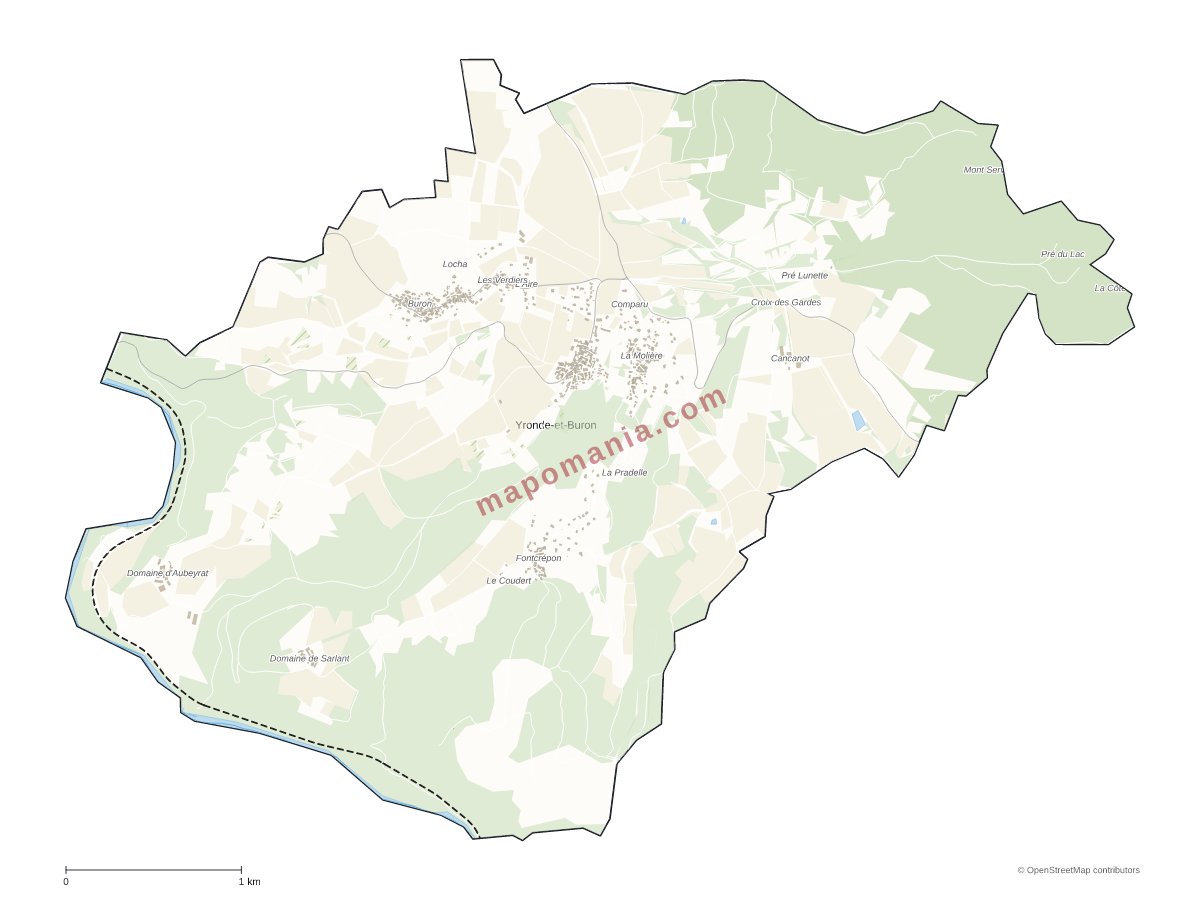 Carte de Yronde-et-Buron à personnaliser
