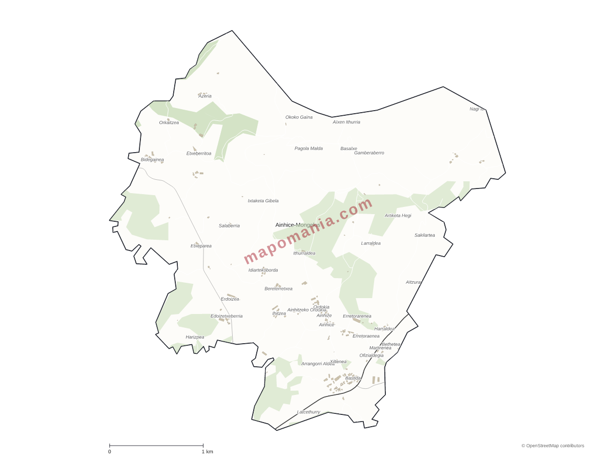 Carte de Ainhice-Mongelos à personnaliser
