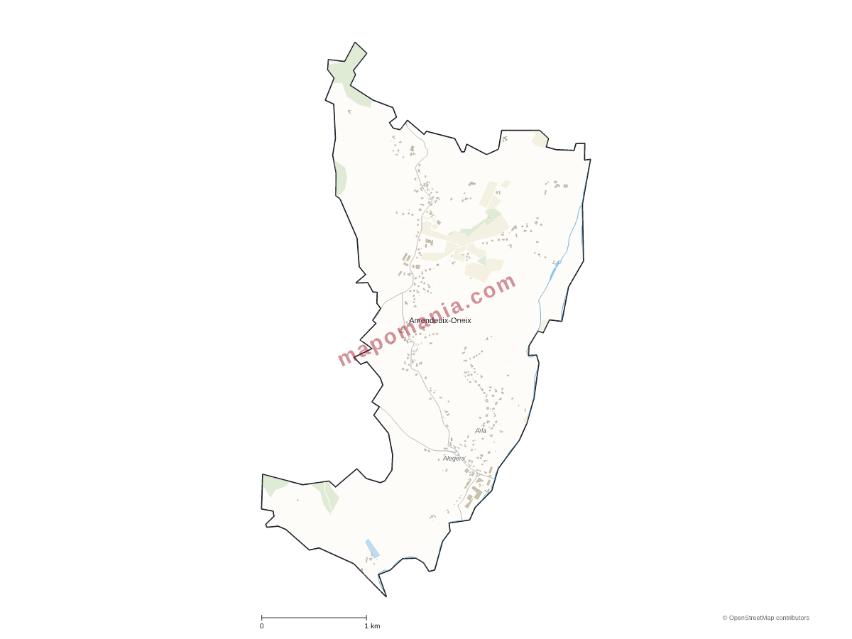 Carte de Amendeuix-Oneix à personnaliser