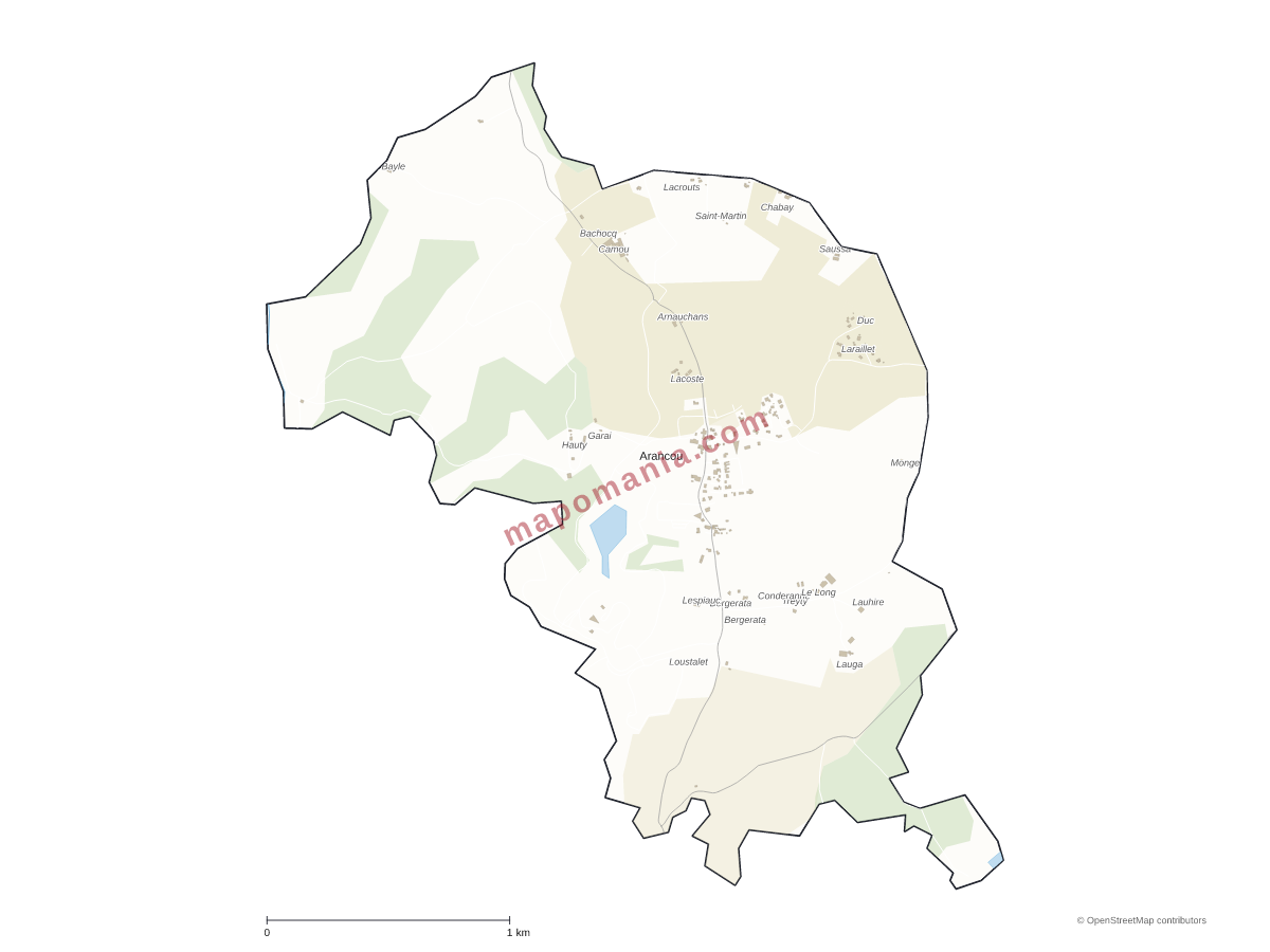 Carte de Arancou à personnaliser