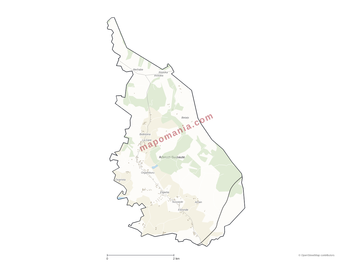 Carte de Arbouet-Sussaute à personnaliser