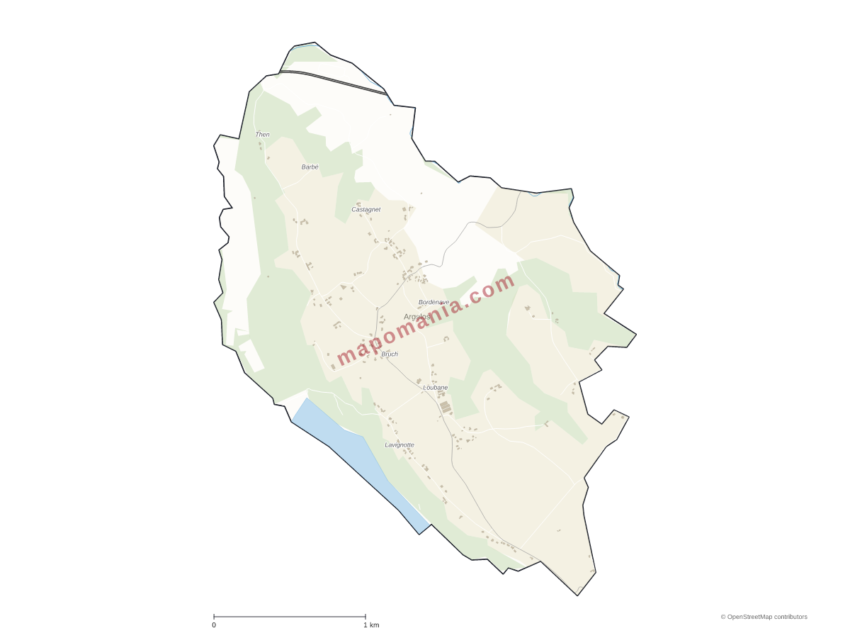 Carte de Argelos à personnaliser