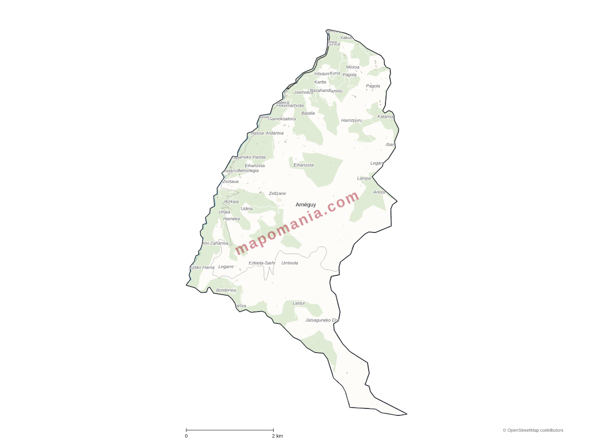Carte de Arnéguy à personnaliser