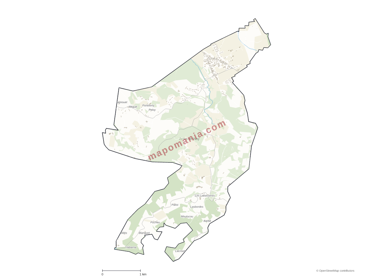 Carte de Arros-de-Nay à personnaliser