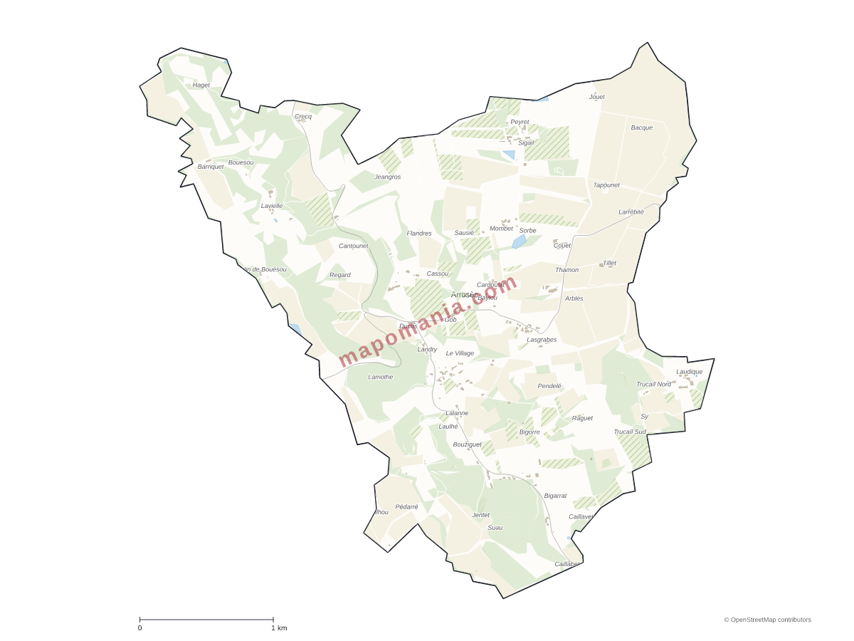 Carte de Arrosès à personnaliser