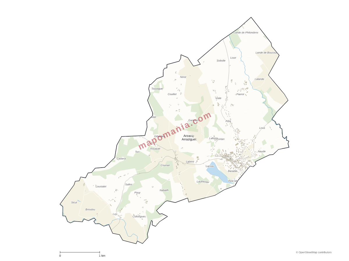 Carte de Arzacq-Arraziguet à personnaliser