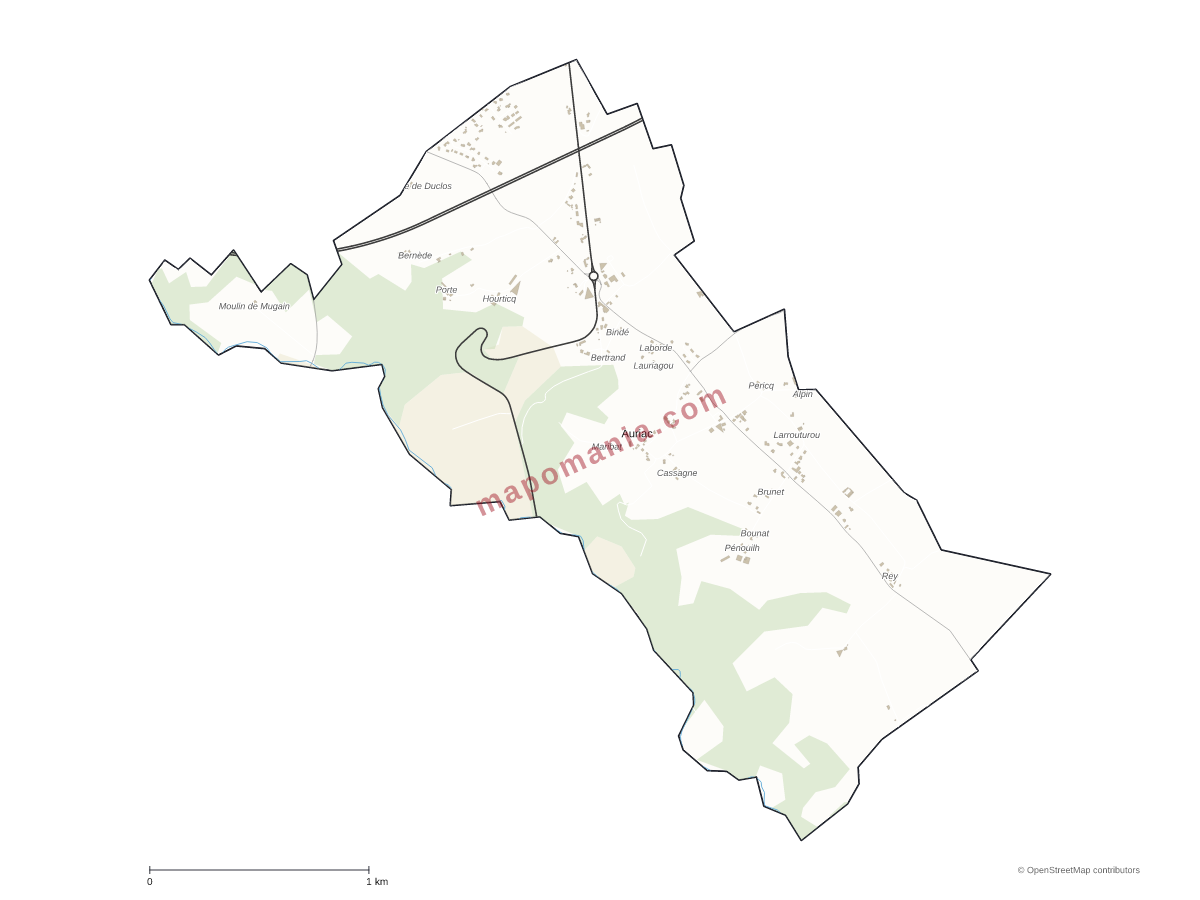 Carte de Auriac à personnaliser