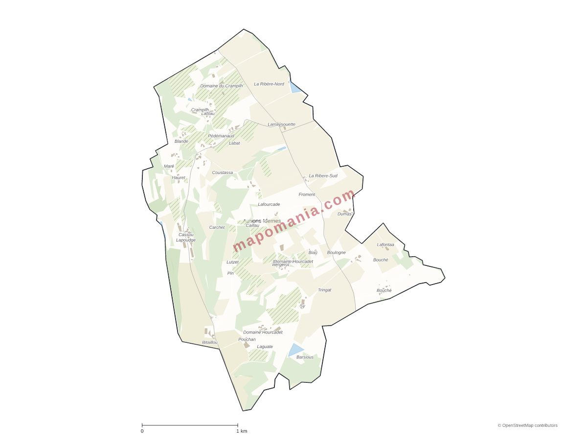 Carte de Aurions-Idernes à personnaliser