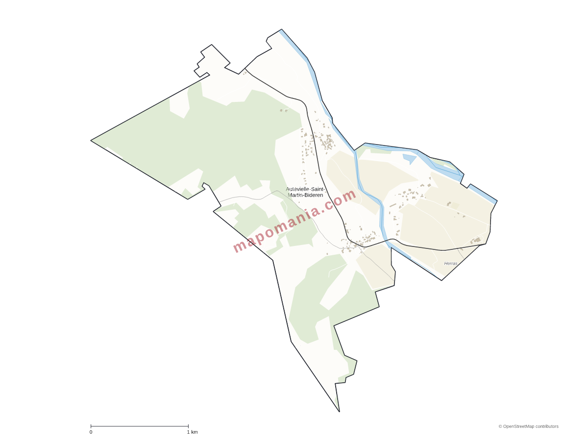 Carte de Autevielle-Saint-Martin-Bideren à personnaliser