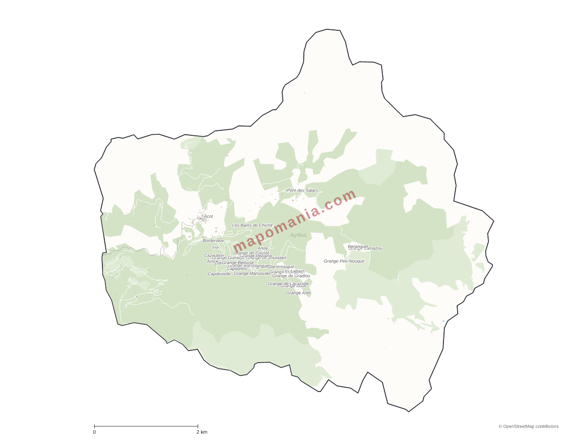 Carte de Aydius à personnaliser