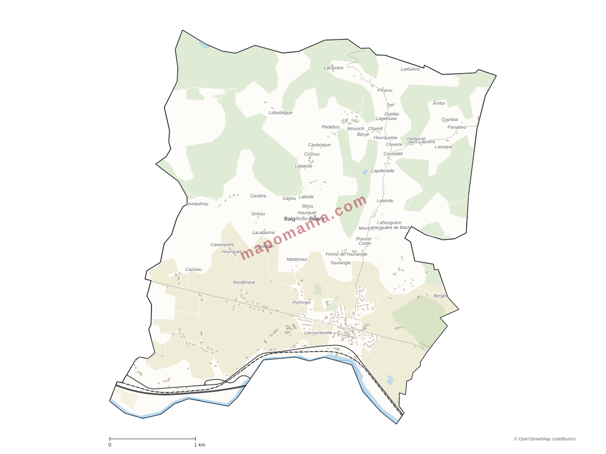 Carte de Baigts-de-Béarn à personnaliser